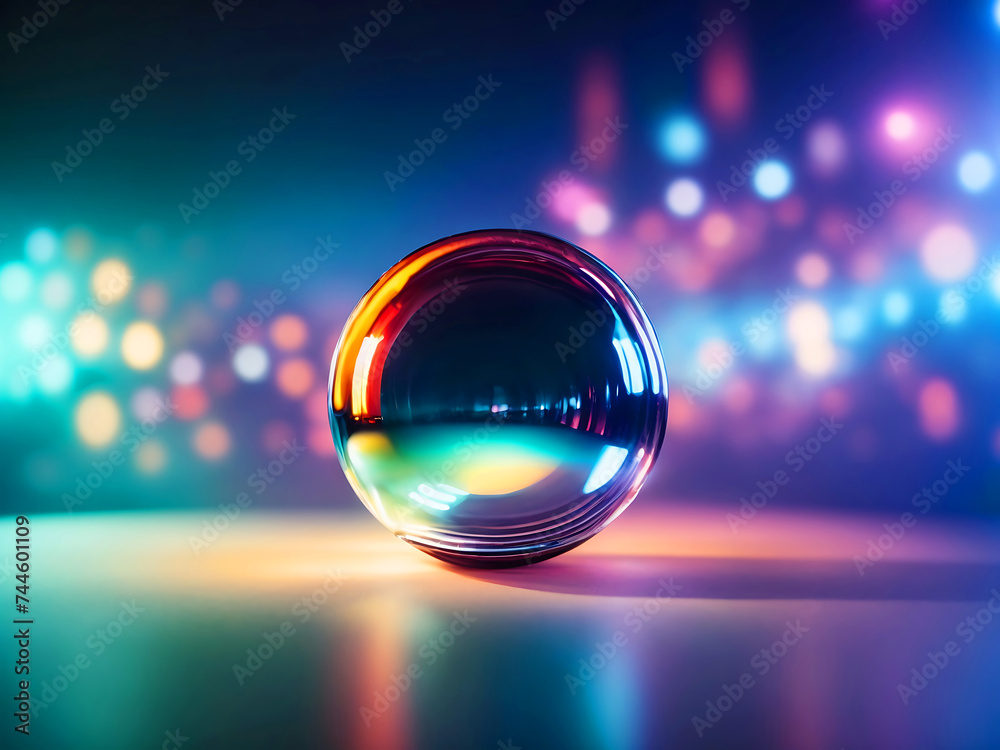 a glass ball with sparkling light background. abstract 3d background a glass ball with sparkling light background. abstract 3d background