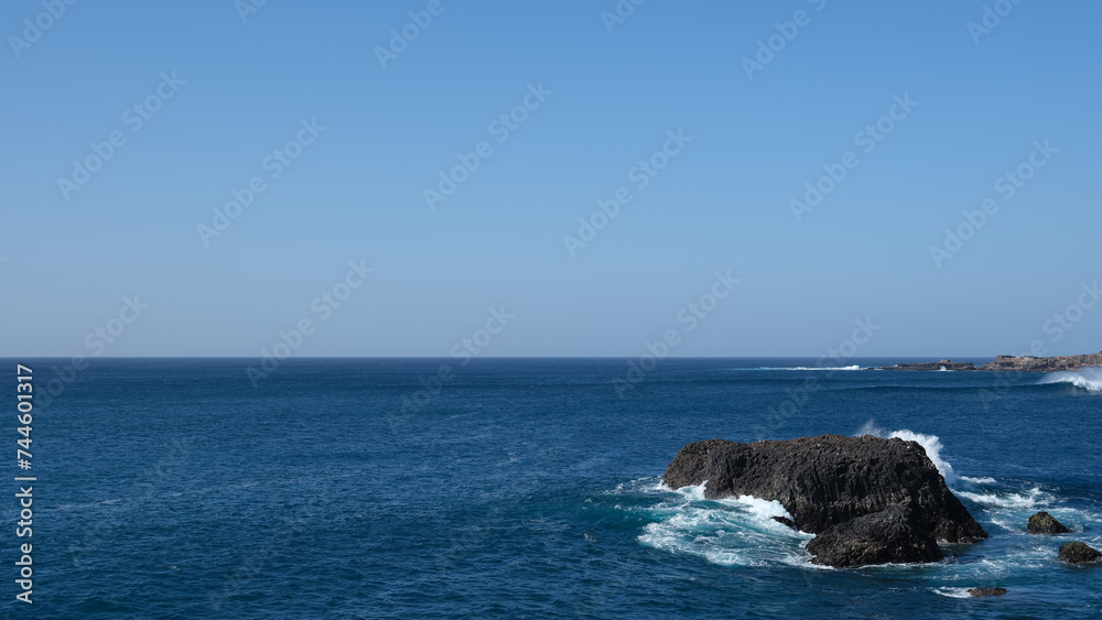 Rock formation, waves and ocean view in Las Palmas, Canary islands, Spain