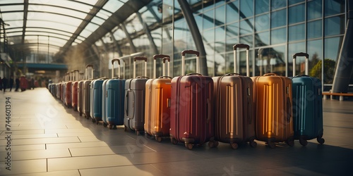 Luggage suitcases at an airport make the perfect backdrop for travel concepts. Concept Travel Photography, Airport Scenes, Luggage Suitcases, Wanderlust Inspiration photo