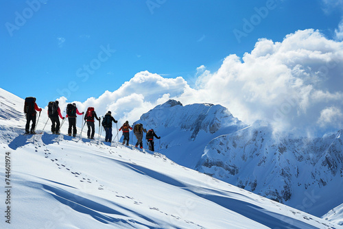 skiers on top of mountain