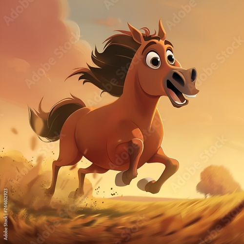 Horse running in the sunset vector illustration 