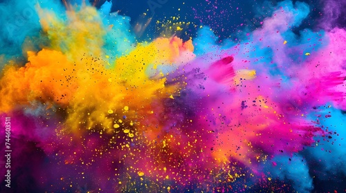 Colorful holi powder blowing up
