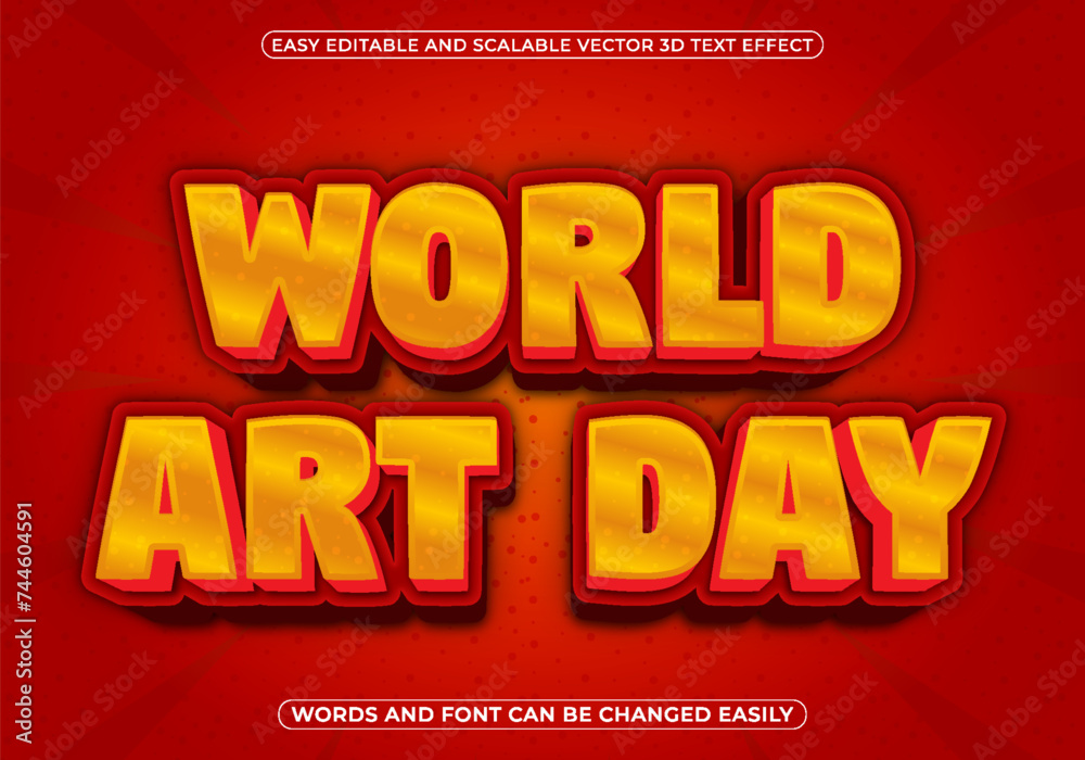 World Art Day 3d text effect vector