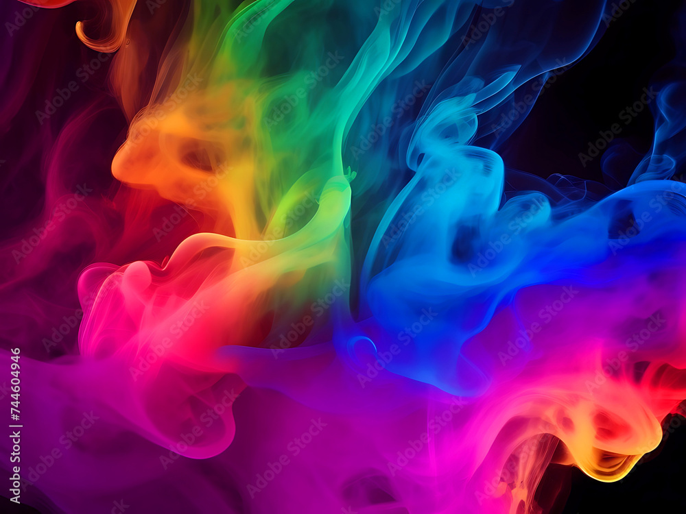 Abstract paint of rainbow coloured smoke background
