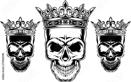 King Skull T-shirt Design, Skull King silhouette, Skull King black white, King Skull Clipart, Skeleton shirt, Skull Vector, Skull Cricut, Sugar Skull