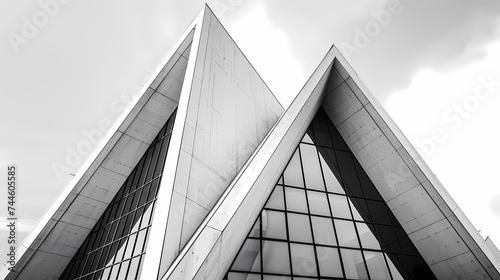 Modern Skyscraper Architecture in Black and White