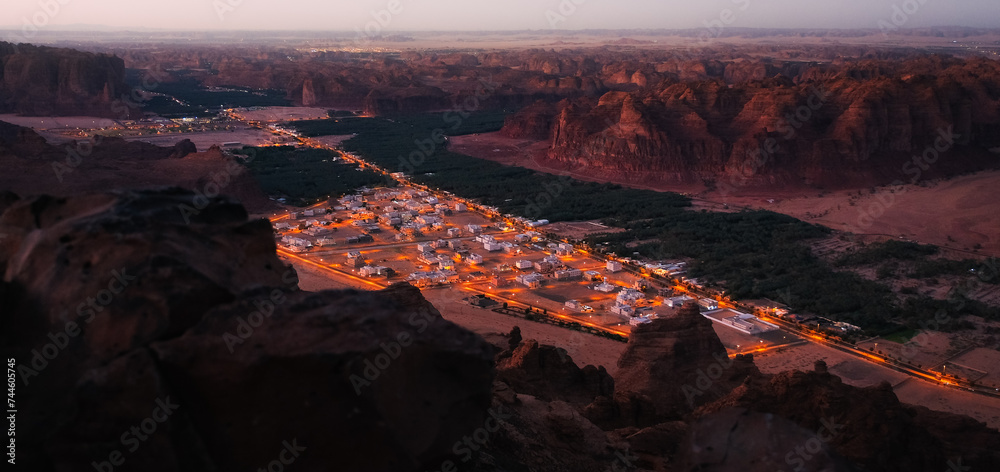 Obraz premium Al Ula city in Saudi Arabia at sunset