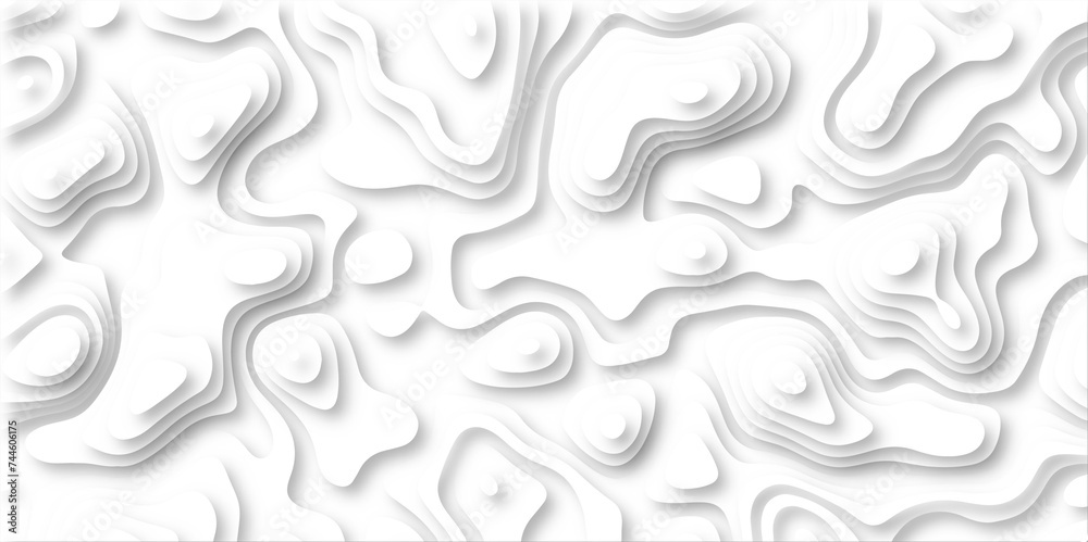 3d render, abstract white paper background. Paper cut vector art background banner texture. multi layer cutout geometric pattern on vector, Abstract soft white background with waves.	