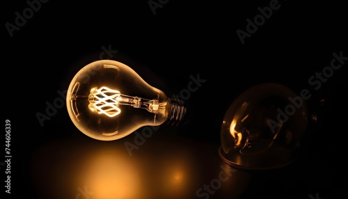 Vintage lightbulb into the darkness