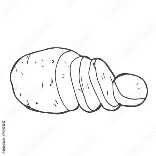 Doodle chopped potatoes sketch icon