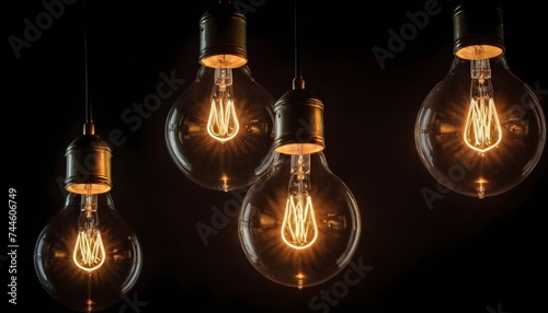 Vintage pendant  lightbulbs into the darkness