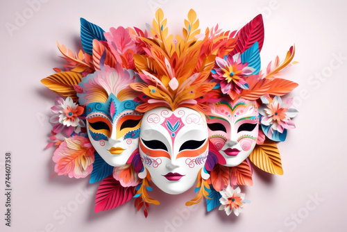 hree-dimensional paper art masks