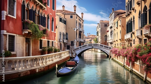 Canal in Venice, Italy. Panoramic view of the city. © I