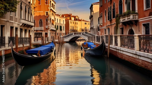 Canal in Venice, Italy. Panoramic view of Venice. © I