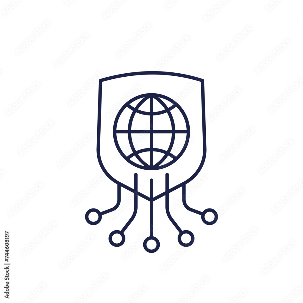 secure network icon, online security line vector secure network icon, online security line vector