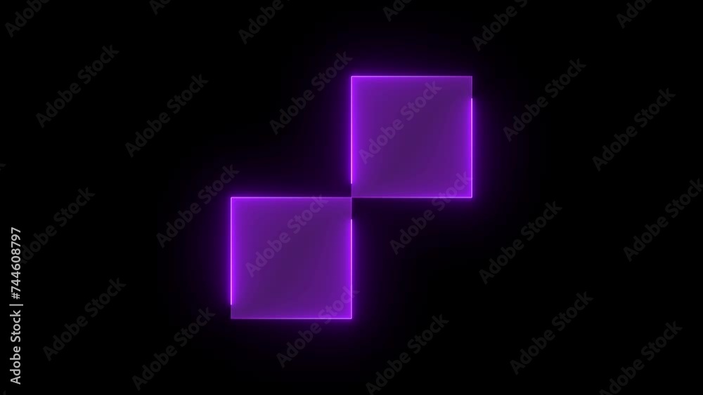 Checkerboard icon glowing neon purple color animation black background Checkerboard icon glowing neon purple color animation black background