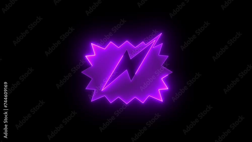 Dialogue balloon icon glowing neon purple color animation black background Dialogue balloon icon glowing neon purple color animation black background