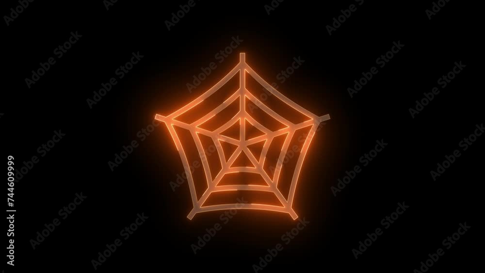 Spider web icon glowing neon brown color animation black background Spider web icon glowing neon brown color animation black background