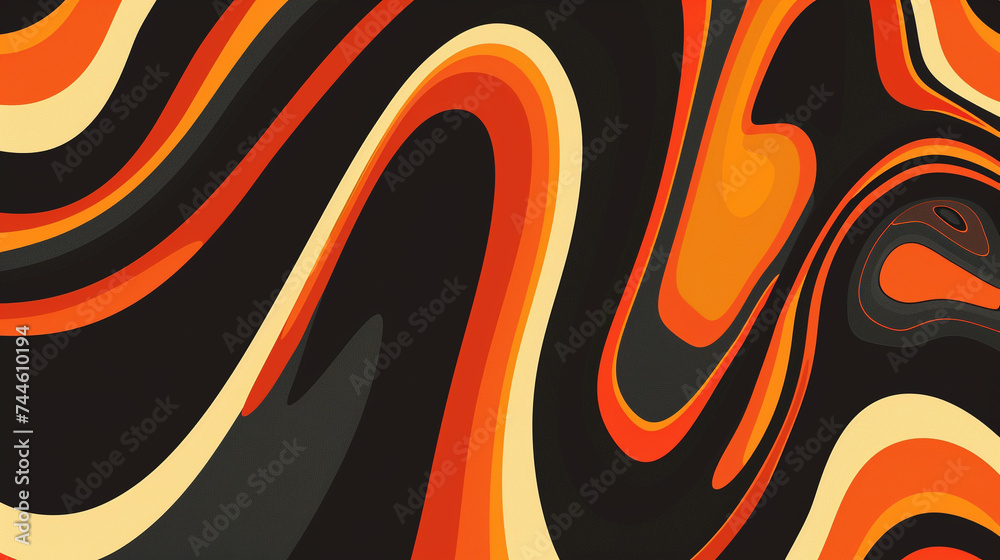 Fototapeta premium Black and Orange retro groovy background presentation design