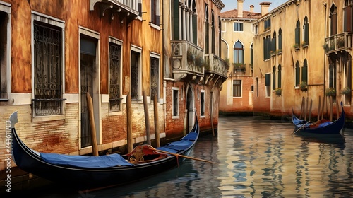 Venetian gondolas on the Grand Canal in Venice, Italy