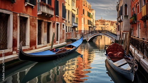 Panoramic view of Grand Canal in Venice, Italy with gondolas © I