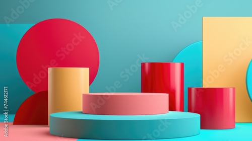 Colorful Empty Base Pedestal Product Photo Background 