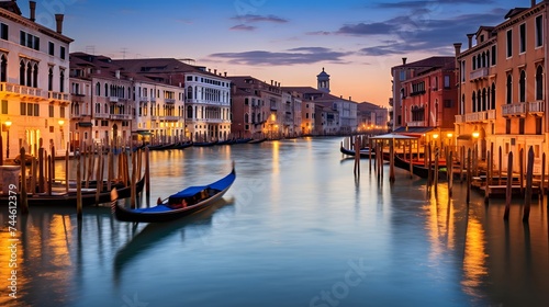 Venice  Italy. Panoramic view of the Grand Canal at sunset.