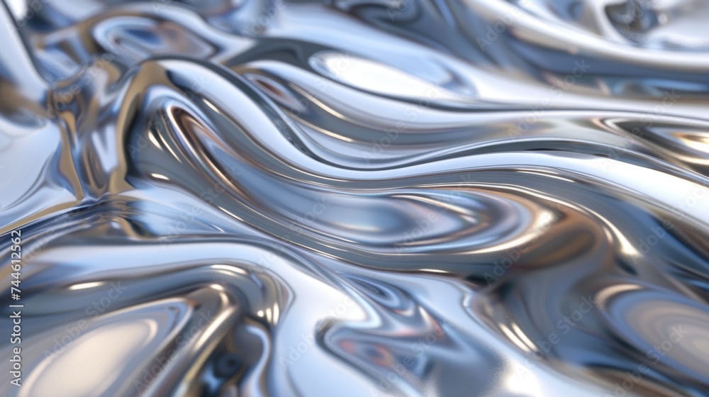 Chromatic Silver Fluid Liqid Waves Background Texture 