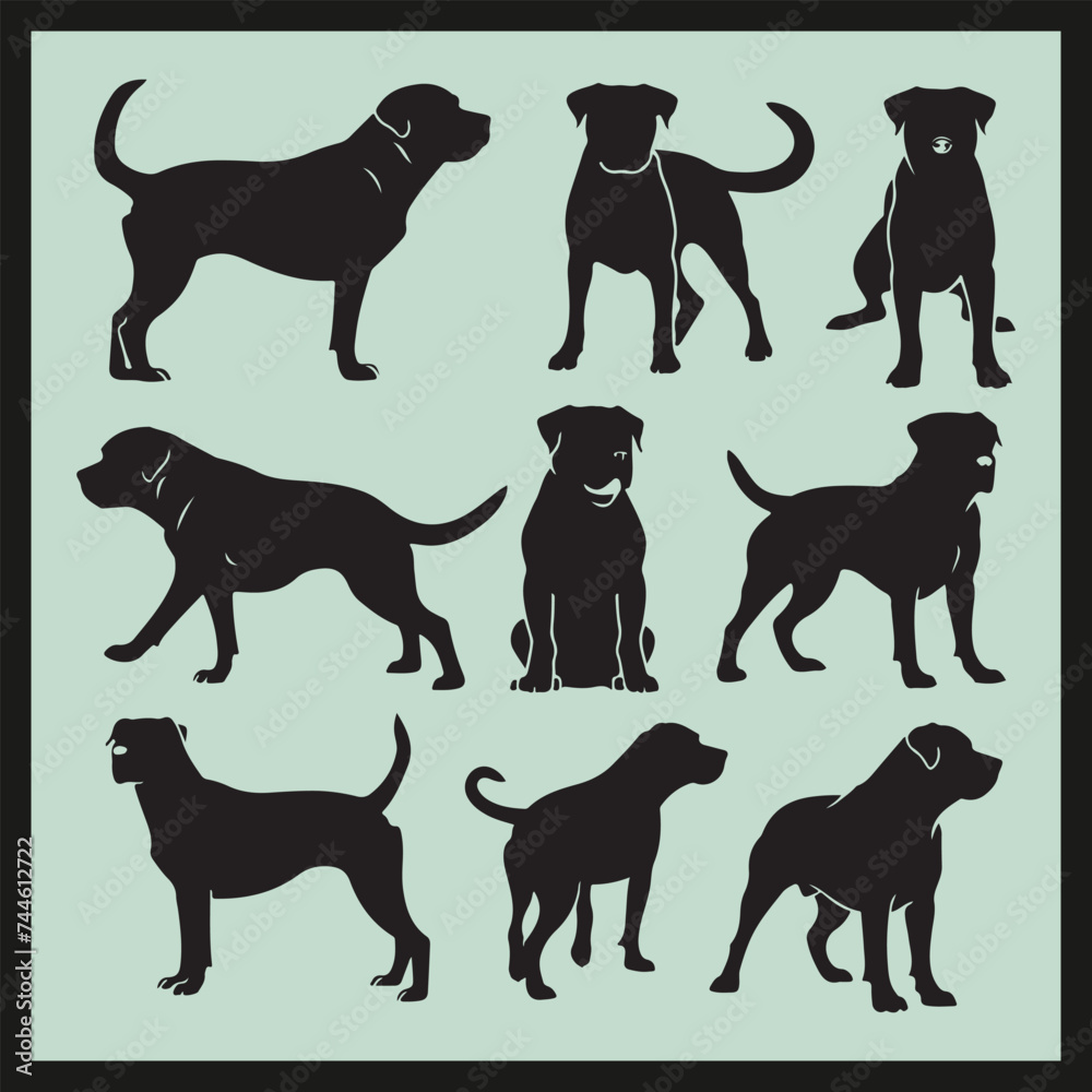 American Bullweiler Dog Silhouettes, dog silhouettes collection,