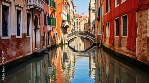 Canal in Venice, Italy. Panoramic view of Venice, Italy. © I