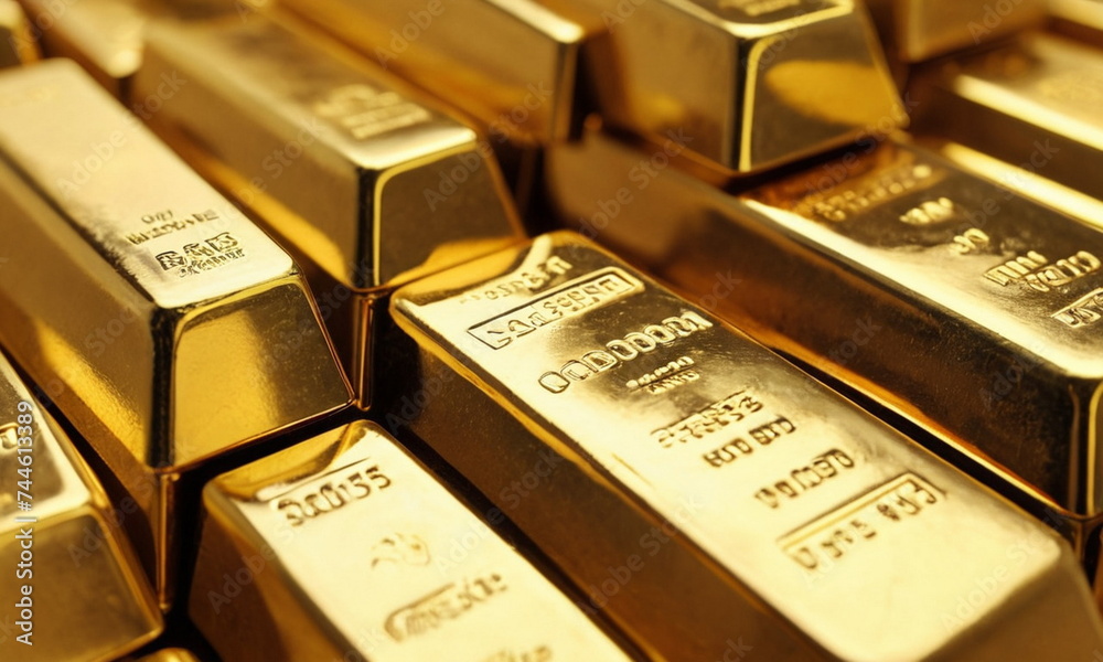 Yellow gold bars in the vault. Precious metal is a jeweler's value. Bank vault. Wealth and gold and foreign exchange reserves. A lot of gold. Economics and finance. Yellow gold bars in the vault. Precious metal is a jeweler's value. Bank vault. Wealth and gold and foreign exchange reserves. A lot of gold. Economics and finance.