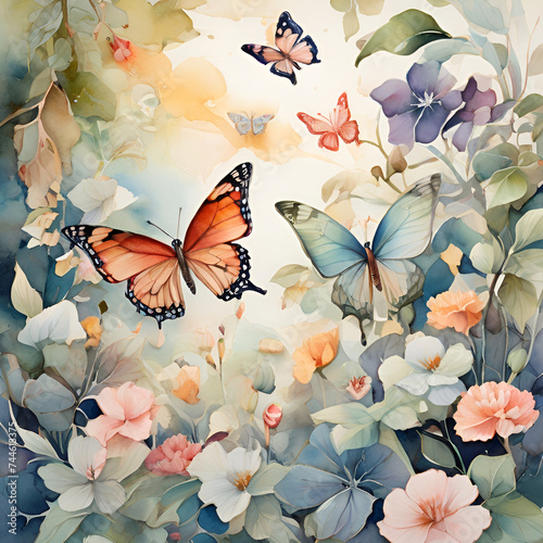 Watercolor butterfly illustration, generative ai © Andreea Eremia 