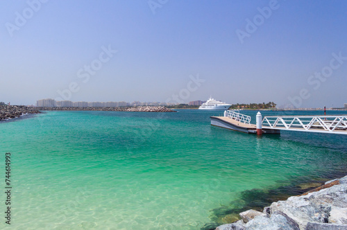 Fototapeta Naklejka Na Ścianę i Meble -  Beautiful scenery of the public beach in Dubai city, UAE