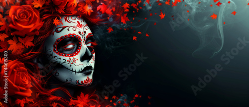 Festive banner for websites  postcards in honor of the day of death. national holiday in mexico