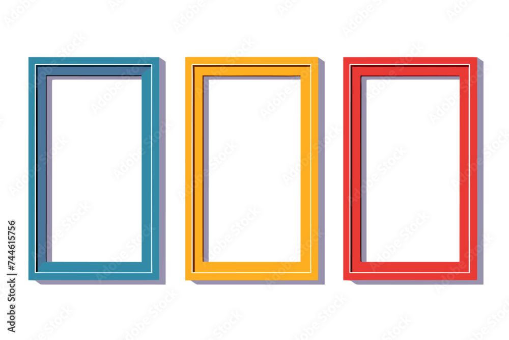 Photo frame on wall in a flat style. Blank photo frame vector illustration. Photo frame on wall in a flat style. Blank photo frame vector illustration.