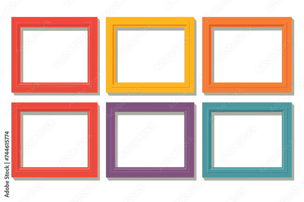 Photo frame on wall in a flat style. Blank photo frame vector illustration. Photo frame on wall in a flat style. Blank photo frame vector illustration.
