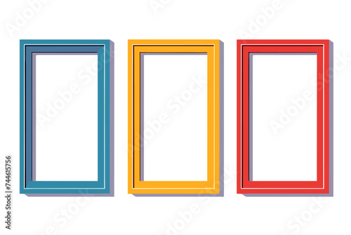 Photo frame on wall in a flat style. Blank photo frame vector illustration.