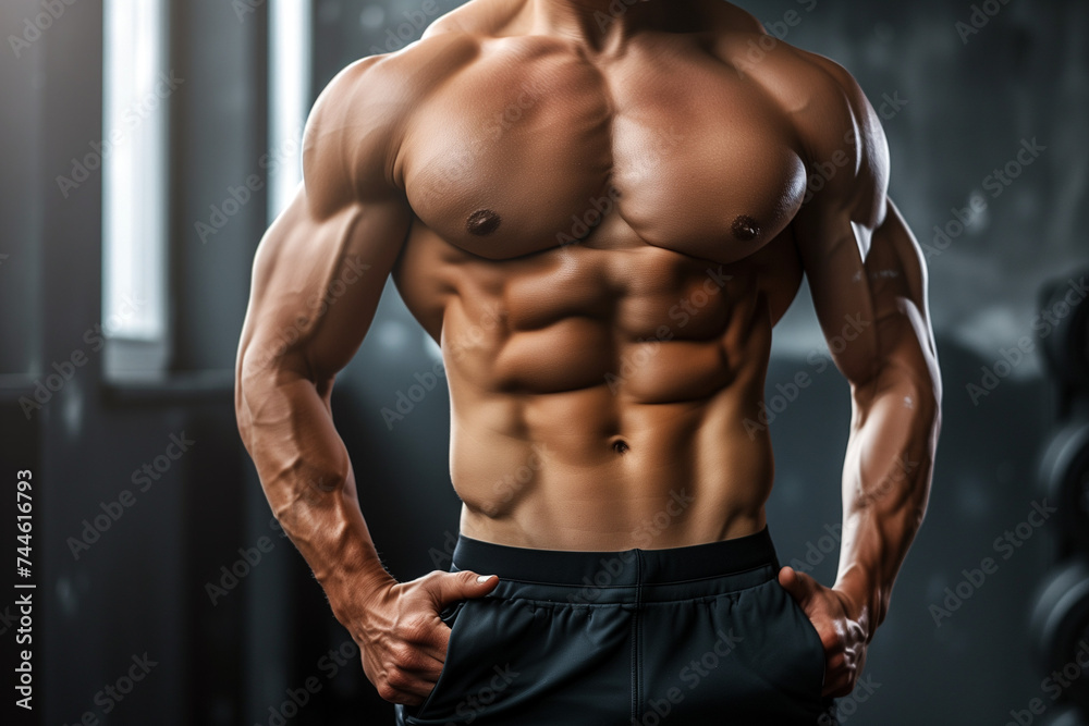 muscular male torso in the gym muscular male torso in the gym