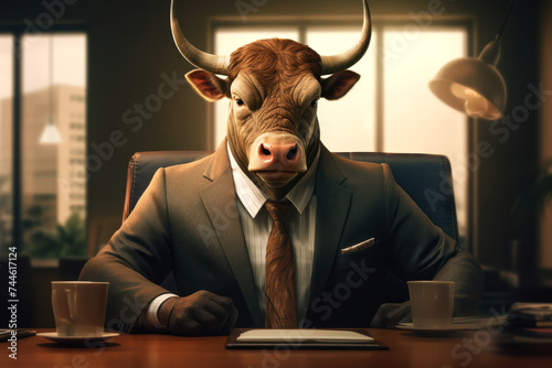 Executive Bull in a Business Suit