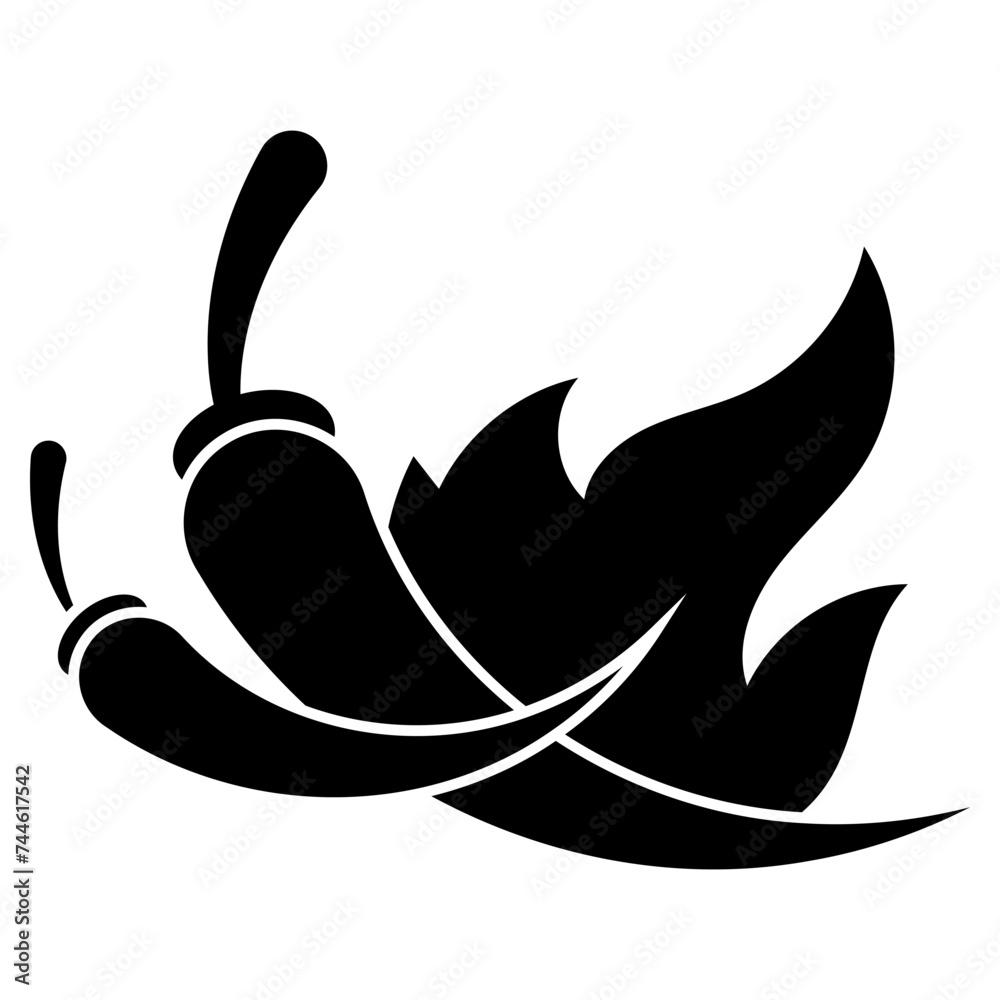 Hot chili pepper icon. Chili pepper logo. Spicy Mexican food. Vector isolated on white background. Hot chili pepper icon. Chili pepper logo. Spicy Mexican food. Vector isolated on white background.