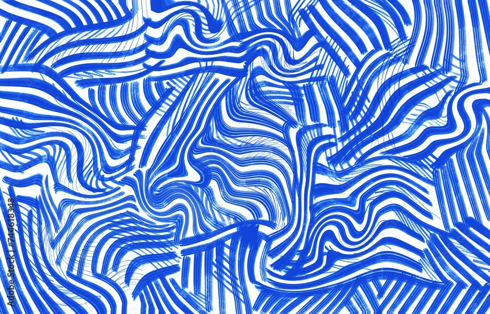 Abstract swirl wavy liquid blue lines illustration background isolated on horizontal ratio template. Social media post, website backdrop, poster print or brochure background.