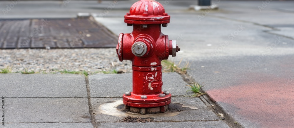 Valve for Fire Extinguisher located on Sidewalk Valve for Fire Extinguisher located on Sidewalk