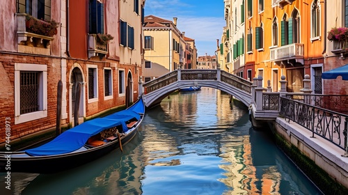 Canal in Venice  Italy. Panoramic view of Venice.
