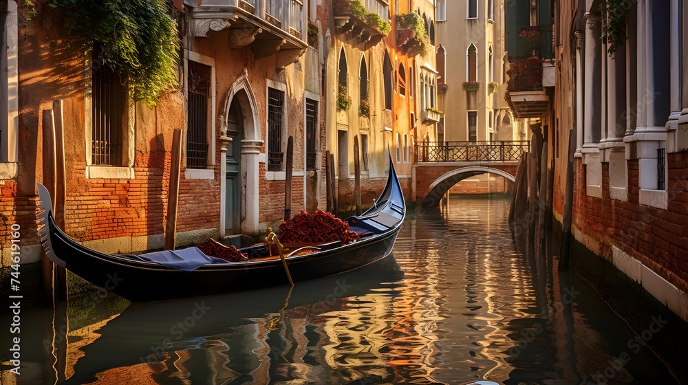 Gondola on the canal in Venice, Italy