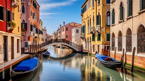 Canal in Venice  Italy. Panoramic view of the city.