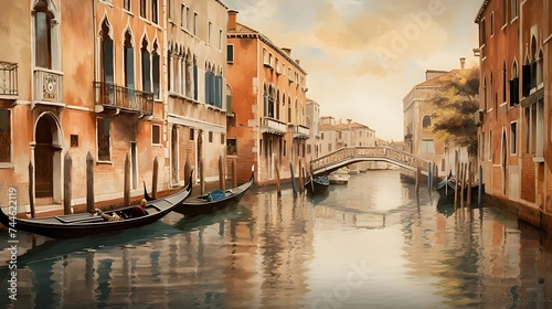 Canal in Venice  Italy. Panoramic view of the city