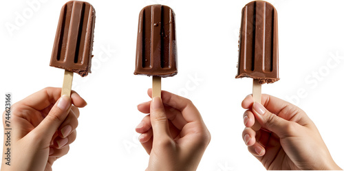 creamy chocolate popsicle ice cream in hand