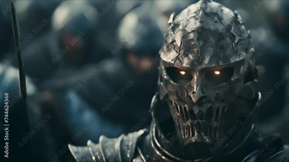 Evil warrior knight in armor. Fantasy medieval background. The concept of medieval history, life and culture. Ai-generated. Evil warrior knight in armor. Fantasy medieval background. The concept of medieval history, life and culture. Ai-generated.