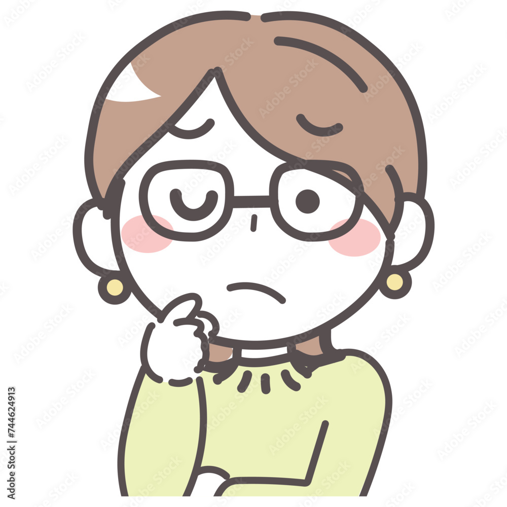 首を傾げて悩んでいる女性 困っている1-6 首を傾げて悩んでいる女性 困っている1-6