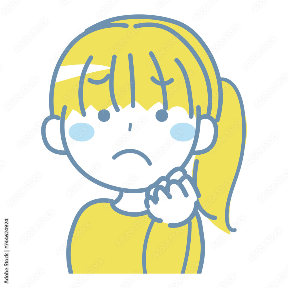 首を傾げて悩んでいる女性　困っている2-2